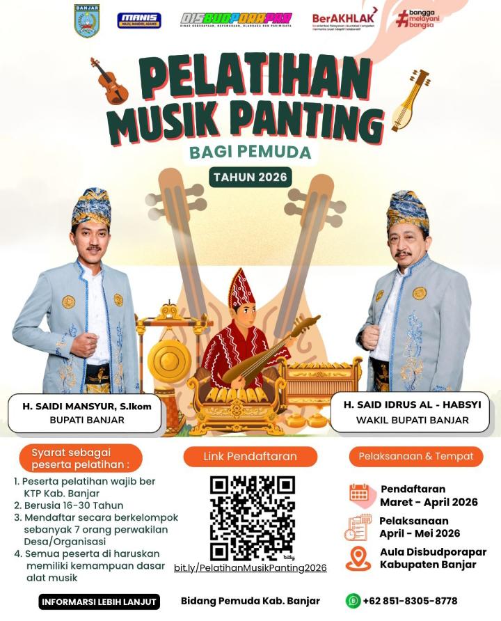 Pendaftaran Pelatihan Musik Panting Dibuka, Pemkab Banjar Dorong Pemuda Lestarikan Seni Tradisional
